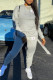 Grey Fashion Casual Solid Patchwork Hooded Collar Long Sleeve Two Pieces
