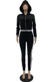 Grey Fashion Casual Solid Patchwork Hooded Collar Long Sleeve Two Pieces