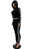 Grey Fashion Casual Solid Patchwork Hooded Collar Long Sleeve Two Pieces