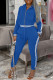 Blue Fashion Casual Solid Patchwork Hooded Collar Long Sleeve Two Pieces