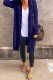 Tibetan Blue Casual Solid Patchwork Buckle Outerwear