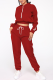 Red Casual Solid Patchwork O Neck Long Sleeve Two Pieces