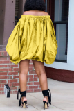 Red Casual Print Patchwork Off the Shoulder Lantern Dress Dresses