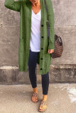 Army Green Casual Solid Patchwork Buckle Outerwear
