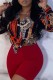 Red Fashion Casual Print Basic Turndown Collar Tops