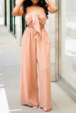 Pink Sexy Solid Bandage Strapless Sleeveless Two Pieces