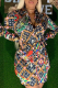 Multicolor Casual Print Patchwork Turndown Collar Printed Dress Dresses