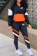 Black Fashion Casual Print Patchwork Zipper Collar Long Sleeve Two Pieces