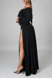 Pink Sexy Solid Hollowed Out Off the Shoulder Irregular Dress Dresses