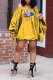 Yellow Casual Print Patchwork Off the Shoulder Lantern Dress Dresses