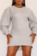 Grey Casual Solid Patchwork O Neck Pencil Skirt Dresses