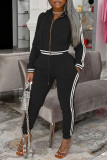 Grey Fashion Casual Solid Patchwork Hooded Collar Long Sleeve Two Pieces
