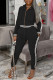Black Fashion Casual Solid Patchwork Hooded Collar Long Sleeve Two Pieces