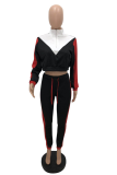 Black Casual Solid Patchwork Zipper Collar Long Sleeve Two Pieces