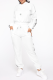 White Casual Solid Patchwork O Neck Long Sleeve Two Pieces