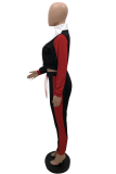 Black Casual Solid Patchwork Zipper Collar Long Sleeve Two Pieces