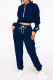 Tibetan Blue Casual Solid Patchwork O Neck Long Sleeve Two Pieces