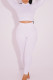 White Casual Solid Patchwork Turtleneck Long Sleeve Two Pieces