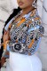 Yellow Fashion Casual Print Basic Turndown Collar Tops