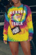 Multicolor Casual Print Patchwork O Neck Tops