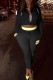 Black Casual Print Patchwork Hooded Collar Long Sleeve Two Pieces
