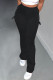 Black Fashion Casual Solid Bandage Regular High Waist Conventional Solid Color Bottoms