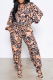 Tangerine Red Casual Patchwork Tie-dye Turndown Collar Long Sleeve Two Pieces