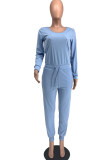 Red Fashion Casual Solid Basic O Neck Regular Jumpsuits