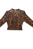 Brown Sexy Print Patchwork O Neck Tops