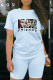 Baby Blue Fashion Sexy Print Patchwork O Neck Long Sleeve Two Pieces
