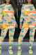 Light Green Street Letter Print Patchwork O Neck Long Sleeve Two Pieces
