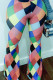 Pink Street Plaid Print Patchwork Boot Cut High Waist Speaker Full Print Bottoms