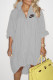 Grey Fashion Street Print Patchwork Turndown Collar Irregular Dresses
