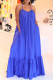 Blue Sexy Casual Solid Backless Spaghetti Strap Loose Sling Dress