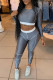 Grey Casual Sportswear Patchwork Basic O Neck Long Sleeve Two Pieces