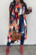 Red Fashion Casual Print Cardigan Turndown Collar Outerwear