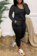 Black Fashion Casual Solid Basic O Neck Regular Jumpsuits
