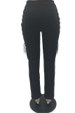 Rose Red Fashion Casual Solid Bandage Regular High Waist Conventional Solid Color Bottoms