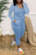 Blue Fashion Casual Solid Basic O Neck Regular Jumpsuits