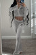 Grey Fashion Casual Letter Embroidered Hooded Collar Long Sleeve Two Pieces