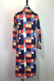 Red Fashion Casual Print Cardigan Turndown Collar Outerwear