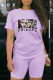 Purple Fashion Sexy Print Patchwork O Neck Long Sleeve Two Pieces