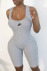 Grey Sexy Print Patchwork U Neck Skinny Rompers