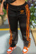 Orange Fashion Casual Print Patchwork Straight Bottoms