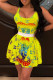 Yellow Sexy Casual Print Basic U Neck Sleeveless Two Pieces
