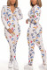 Butterfly Fashion Casual Printed Long Sleeve Jumpsuit