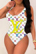 White Fashion Sexy Print Backless Swimwears