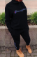 Black Casual Print Patchwork Zipper Collar Long Sleeve Two Pieces