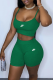 Green Casual Print Patchwork Spaghetti Strap Sleeveless Two Pieces