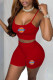 Red Casual Embroidery Patchwork U Neck Sleeveless Two Pieces